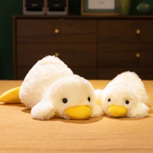 Anka gosedjur som gul kramkudde med söt kawaii-design och festlig pose, 45–75 cm