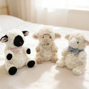 Kawaii får gosedjur som fluffig kramkudde med svart ansikte i tecknad stil, 22 cm 11 Kawaii får gosedjur som fluffig kramkudde med svart ansikte i tecknad stil, 22 cm