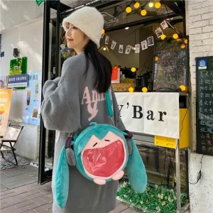 Hatsune Miku axelväska och ryggsäck i söt anime-, kawaii- och tecknad stil för studenter