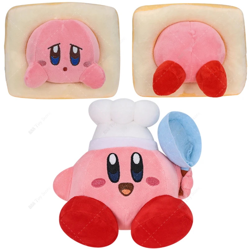 Kirby gosedjur med Bread Kirby, Cook Kirby, Magolor och Star Kirby i anime-stil 52 Rosa Kirby gosedjur med kockhatt och sked, visat i helfigur.