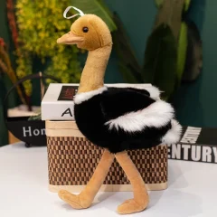 Naturtroget ostrich gosedjur som mjuk fågelkudde, söt present för barn, 40–50 cm