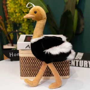 Naturtroget ostrich gosedjur som mjuk fågelkudde, söt present för barn, 40–50 cm