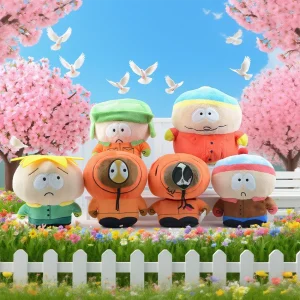 Stan gosedjur från South North Parks, kuddfigur i tecknad stil med Kyle, Kenny och Cartman