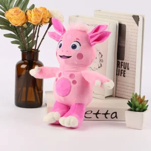Djurfigurer som rosa gosedjur från rysk animerad tv-serie i animestil, 30 cm