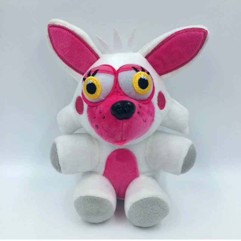 Björn gosedjur, söt och tecknad style, bonnie fnaf foxy söta, 18 cm 55 Vit kaninliknande mjukfigur med rosa ansikte och långa öron, visad framifrån.