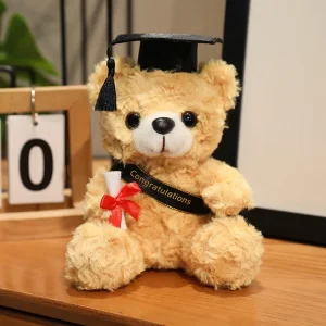 Björn gosedjur, Doctor-themed, wearing a doctor hat och söt, 18 cm