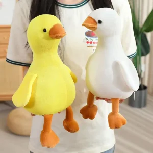 Stor gul anka gosedjur med vit gås i söt tecknad anime-stil, 35–50 cm för barn