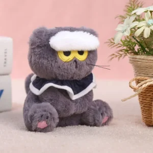Kattgosedjur som nyckelring med molnmotiv och argt animeuttryck i kawaii-stil