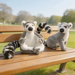 Madagascar apa lemur gosedjur med söta, realistiska ringstjärtslemurer och krönta lemurer
