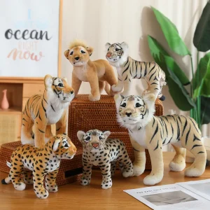 Lejon och tiger gosedjur med realistisk vilddjursdesign och mjuk känsla, 38–48 cm