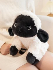 Får gosedjur, fluffig och söt, svartvitt liten fårdocka sött, 18–45 cm