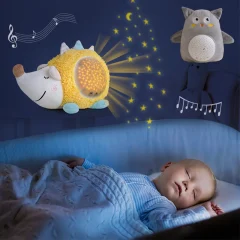 Hund gosedjur som kudde för barn med nattljus, ljusprojektor och lugnande musik