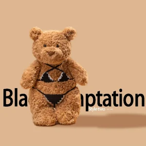 Bartholomew Bear som björn gosedjur i humoristisk tecknad stil med bikini, 28–47 cm