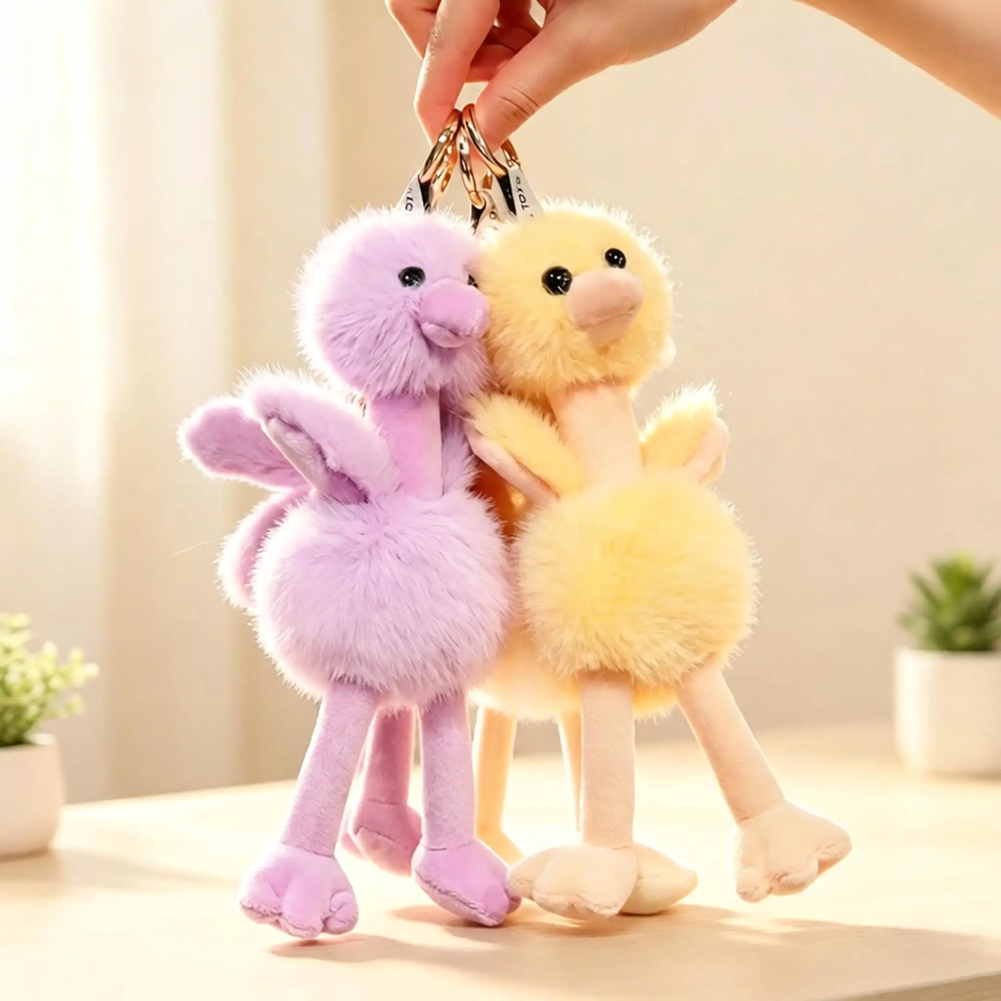Söt och fluffig strutsfigur 20 cm som ryggsäcks- och väskhänge, dekoration för skrivbord 4 Söt och fluffig strutsfigur 20 cm som ryggsäcks- och väskhänge, dekoration för skrivbord - Bild 4