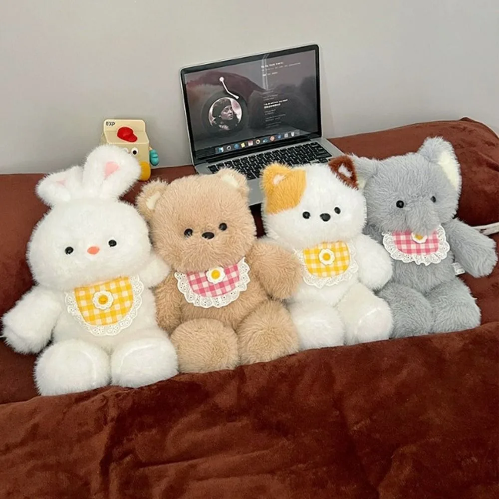 Katt gosedjur i form av springande björn eller kanin, med kawaii-stil och haklapp, 40 cm 2 Katt gosedjur i form av springande björn eller kanin, med kawaii-stil och haklapp, 40 cm - Bild 2
