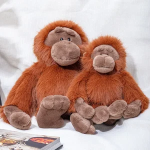 Chimpanzee gosedjur i simulerad orangutangstil, mjuk och fluffig apfigur för soffan