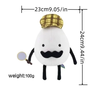 Detective Egg gosedjur med rund form, tecknad stil och animeinspirerad detektivdesign