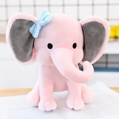 Elefant gosedjur som mjuk sovdocka, för bekväm vila och sömn i rosa eller grått
