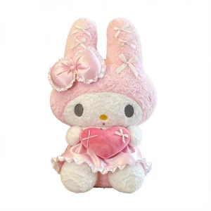 Hello Kitty gosedjur med My Melody, rosa plyschkudde med spets och hjärta, 40–60 cm 12 Hello Kitty gosedjur med My Melody, rosa plyschkudde med spets och hjärta, 40–60 cm