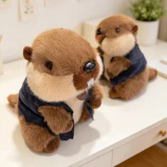 Sött marmot gosedjur med väst, naturtroget och fluffigt kramdjur med knubbig form 23–28 cm
