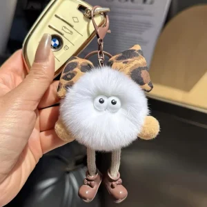 Kaninberlock med Little Coal Ball-motiv i söt tecknad stil, för väska och nyckelring