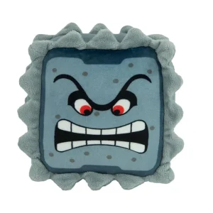 Thwomp gosedjur från Mario i form av plyschkudde med sött, ilsket stenmonsteransikte