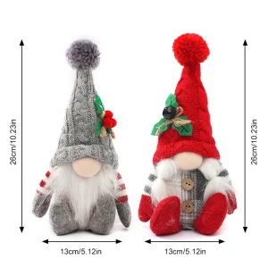 Ansiktslösa julfigurer med stickade mössor, i flera figurvarianter, 2-pack