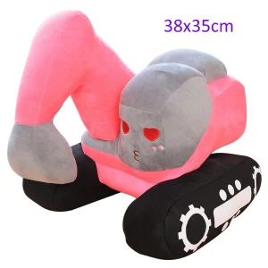 Verklighetstrogna kawaii-gosedjur som traktor och grävmaskin, fordonskuddar för barn