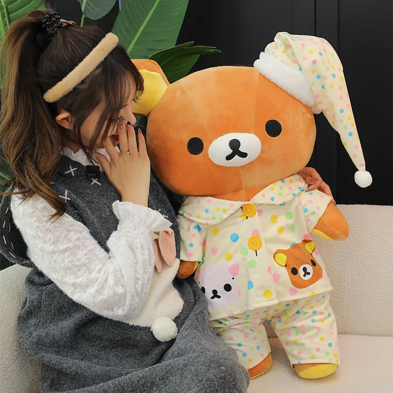 Kawaii Rilakkuma björn gosedjur i pyjamas, soffkudde och födelsedagspresent, 45–75 cm 4 Kawaii Rilakkuma björn gosedjur i pyjamas, soffkudde och födelsedagspresent, 45–75 cm - Bild 4