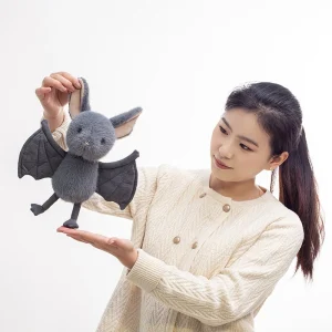 Grått kawaii Bat gosedjur från Broox, hängande tecknad figur för hemmet, 26 cm