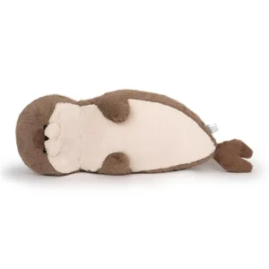 Mjuk kudde och säl gosedjur som havsutter i verklighetstrogen kawaii-stil, blåbrun