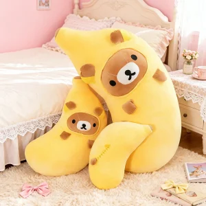 Rilakkuma gosedjur i Banana-serien, dekorativ superlång soffkudde, 35–80 cm, present