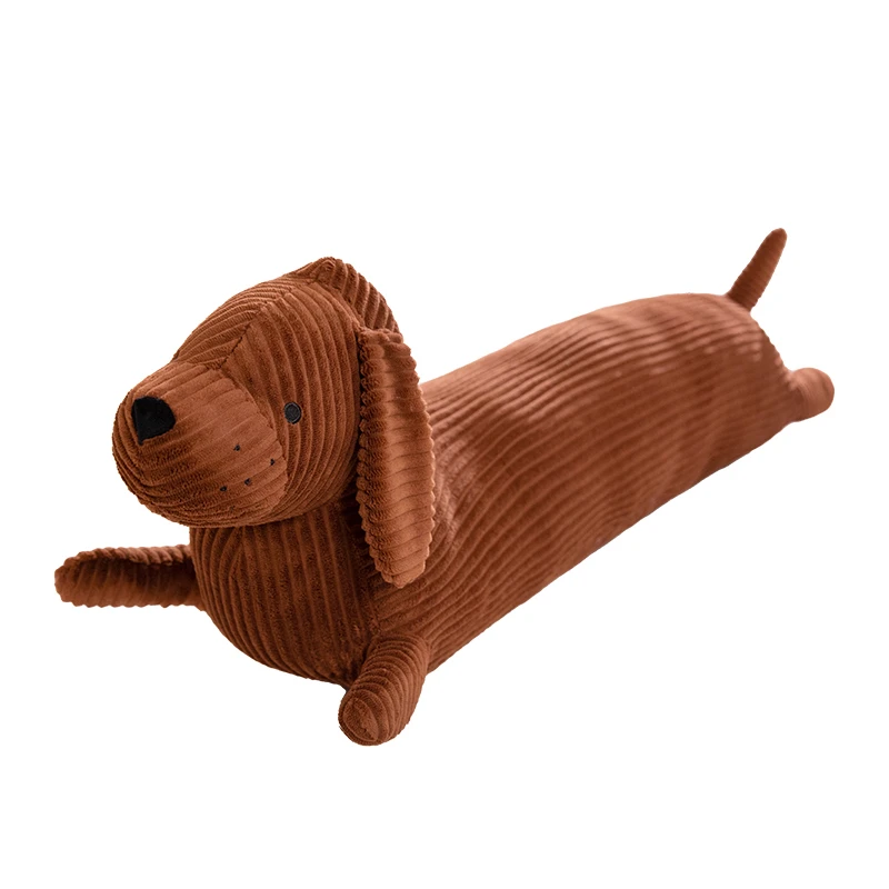 Hund gosedjur som hundkudde, Sausage-hund style och söt, 50–110 cm 21 Visa hela den långa bruna hundkudden mot vit bakgrund.