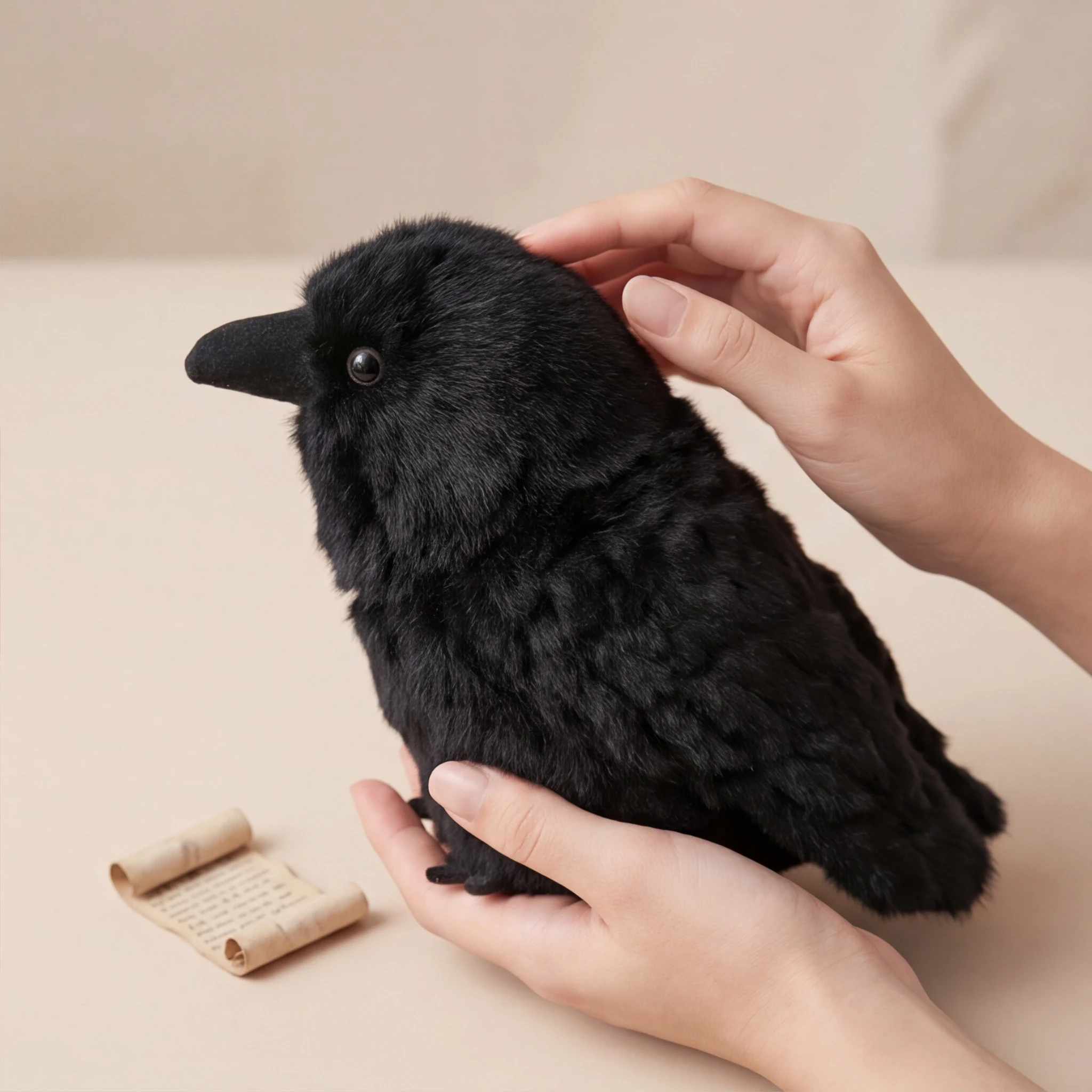 Svart crow gosedjur med söt, realistisk fågelform och kreativ Halloweenstil 4 Svart crow gosedjur med söt, realistisk fågelform och kreativ Halloweenstil - Bild 4