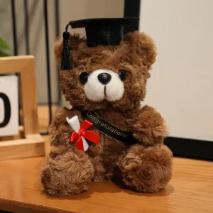Björn gosedjur, Doctor-themed, wearing a doctor hat och söt, 18 cm