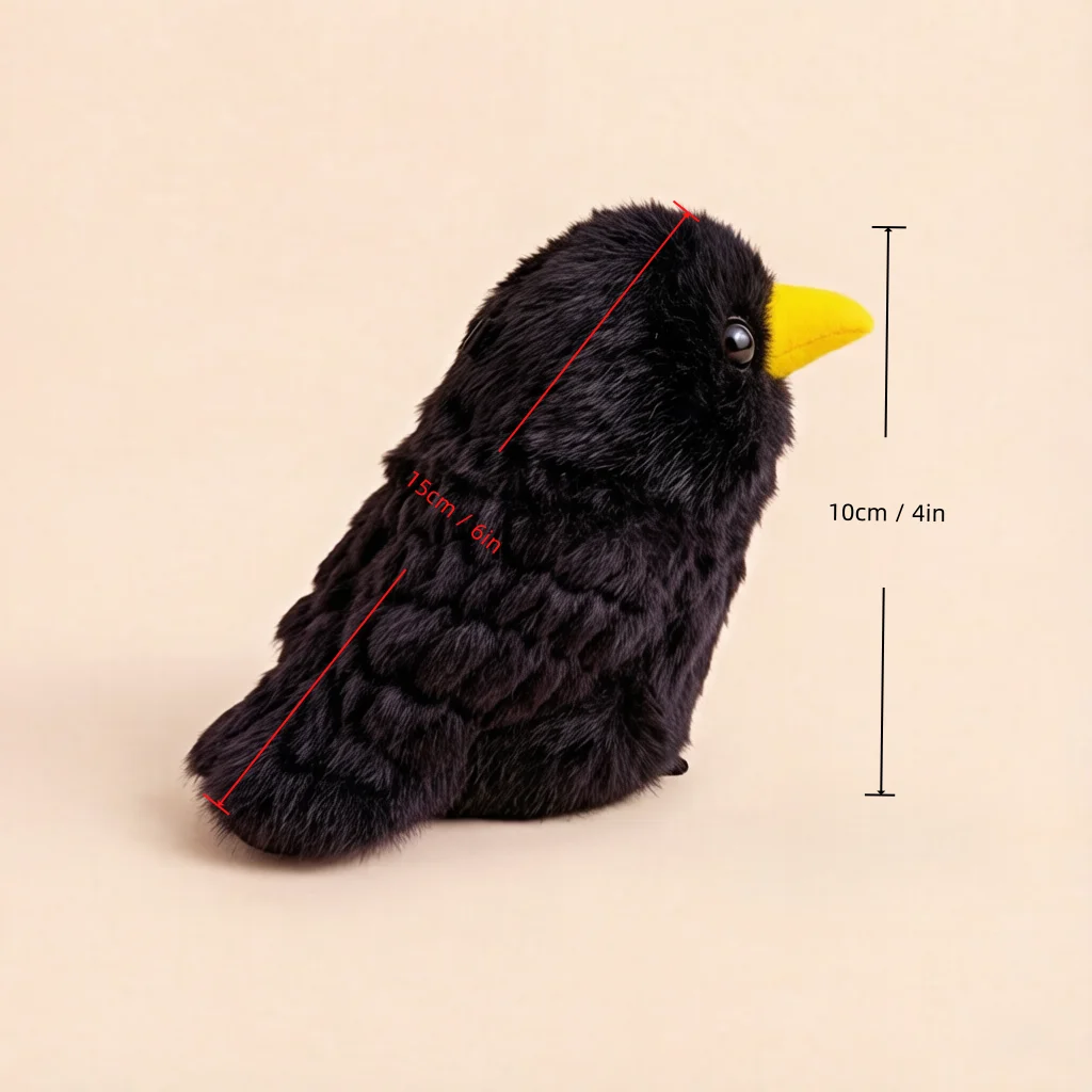 Svart crow gosedjur med söt, realistisk fågelform och kreativ Halloweenstil 9 Svart crow gosedjur med söt, realistisk fågelform och kreativ Halloweenstil - Bild 9