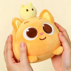 Katt gosedjur som kattkudde, orange och rosa, ninimo kawaii plyschkudde prydnadskudde
