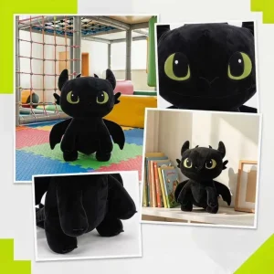 Drake gosedjur med Toothless, Night Fury och Light Fury, söt mjuk plyschkudde