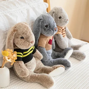 15 varianter av kanin gosedjur i kawaii-stil med långa öron och sovande design