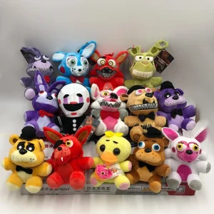 Björn gosedjur i söt tecknad stil från Five Nights at Freddy’s med Foxy och Freddy