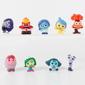 Inside Out 2-karaktärer som gosedjur och minifigurer i tecknad filmstil, 9-pack