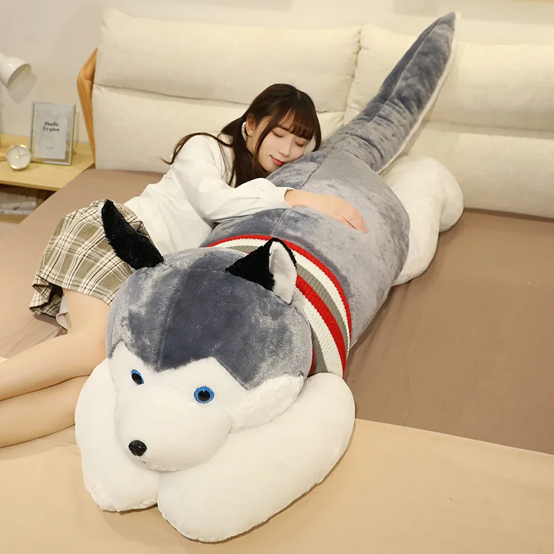 Hund gosedjur med huskydesign, söt kawaii långkudde på 100 cm för barn och present 6 Hund gosedjur med huskydesign, söt kawaii långkudde på 100 cm för barn och present - Bild 6