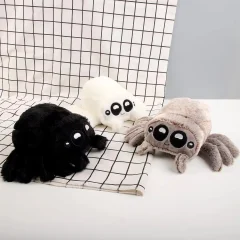 Lucas Friend Spider gosedjur, kawaii spindel i svart och vitt som mjuk kudde för barn