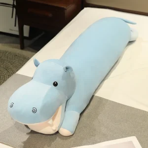 Hippo gosedjur som lång kramkudde och ryggkudde, tecknad kawaii-design för sovrum 17 Hippo gosedjur som lång kramkudde och ryggkudde, tecknad kawaii-design för sovrum