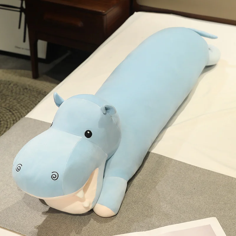 Hippo gosedjur som lång kramkudde och ryggkudde, tecknad kawaii-design för sovrum 9 Hippo gosedjur som lång kramkudde och ryggkudde, tecknad kawaii-design för sovrum - Bild 9