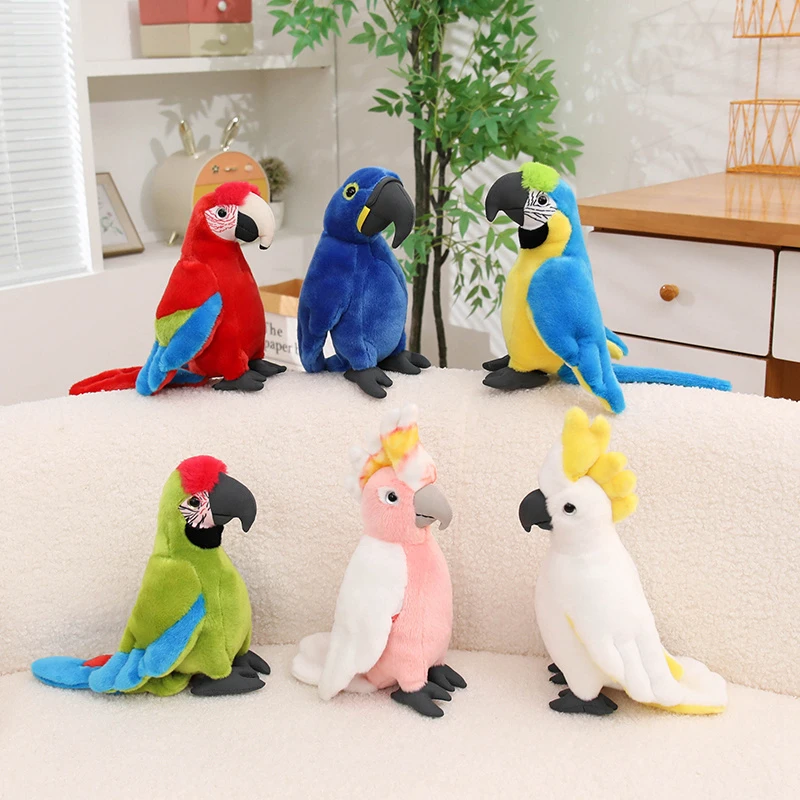 Djurfigurer gosedjur, Tropical bird design och mjuk 30 Flera färgglada tropiska fågelgosedjur i olika utföranden.