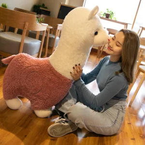 Alpaca gosedjur som stor plyschkudde i gullig, trendig kawaii-stil, 28–80 cm