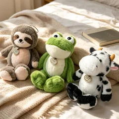 Lejon och groda gosedjur i kawaii-stil som tecknad plyschkudde med springmotiv, 30 cm