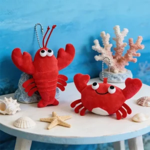 Kawaii-nyckelring med hummer- eller krabbmotiv, hänge för ryggsäck, väska och fest