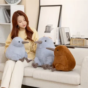 Naturtroget kiwi bird gosedjur i tecknad stil, mjuk kramkudde, söt present, 30–40 cm